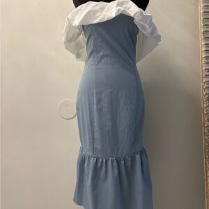 L ATISTE BY AMY Elegant Blue and White Off-Shoulder Dress size M